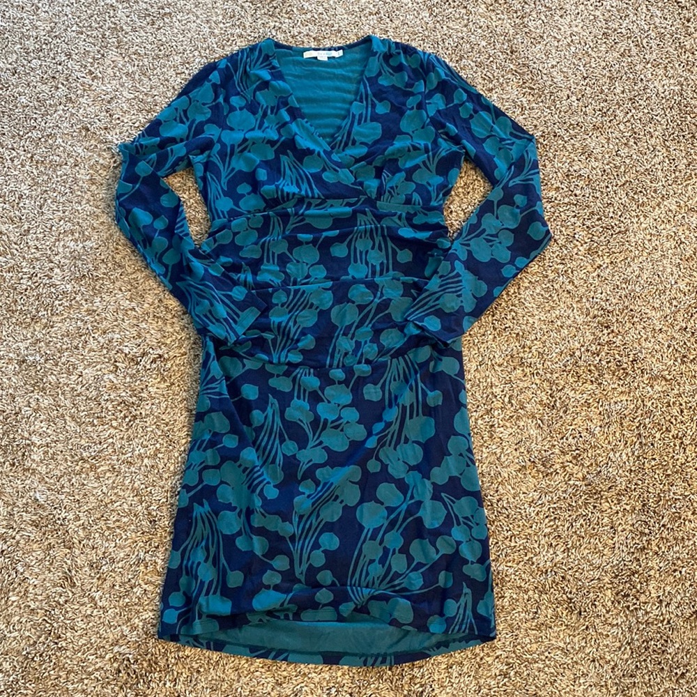 RARE Boden Abstract Floral Long Sleeve Maternity Midi Dress
